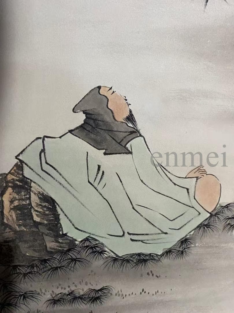 中国古美術・旧藏珍品・張大千款・人物水墨画・純手描き・四尺中堂畫・掛軸・書斎飾り