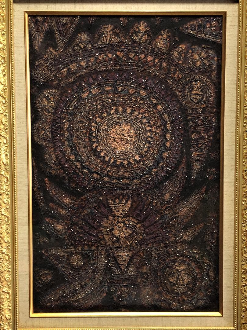 【 太陽神Dewa Iswara 】　曼荼羅　バリ仏画　額装　77×54ｃｍ