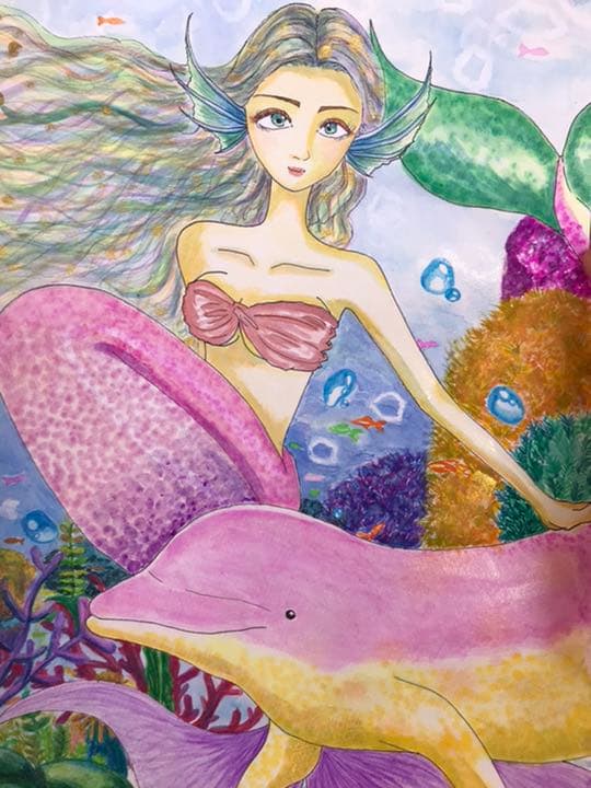 人魚　手描きイラスト