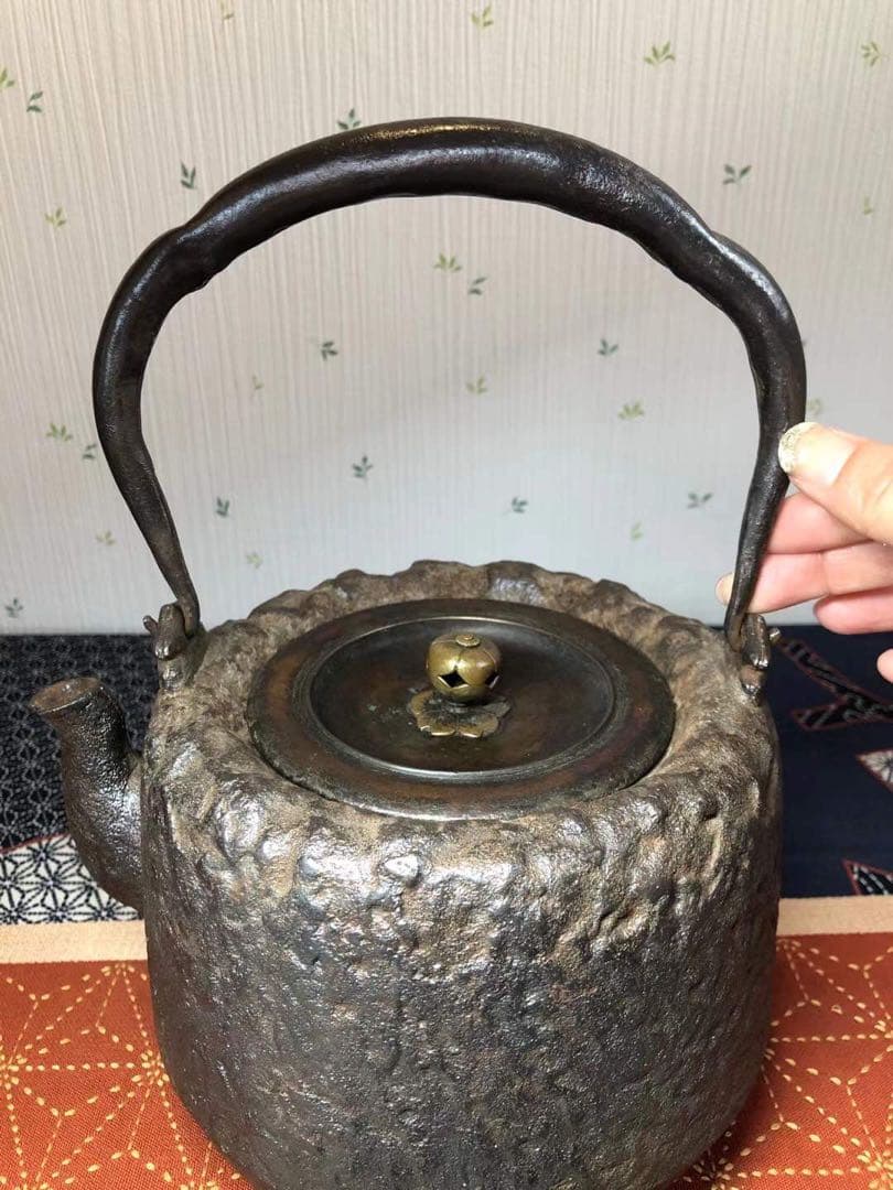 龍文堂 安之介 胴縦銘 道安型 明治時代鉄瓶 骨董 茶道具 茶器 古美術