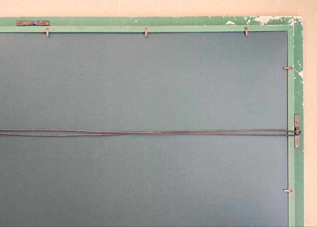 【送料込】F30号 大型 油彩額縁 アクリル板 風景画付 空色と銀系 107cm