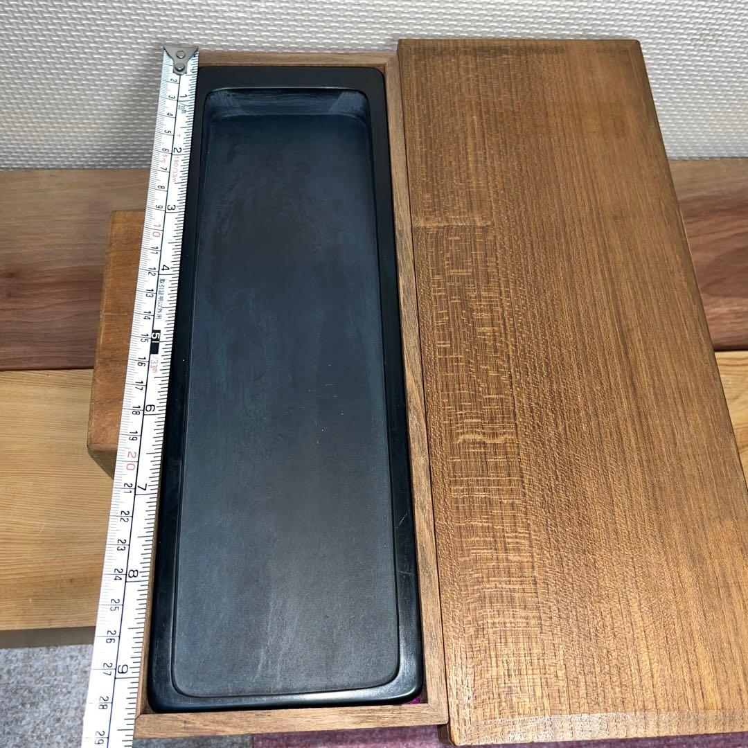 ⭕️雨端硯　長方研　未使用に近い美品　27cm超え　雨端石紋綺麗