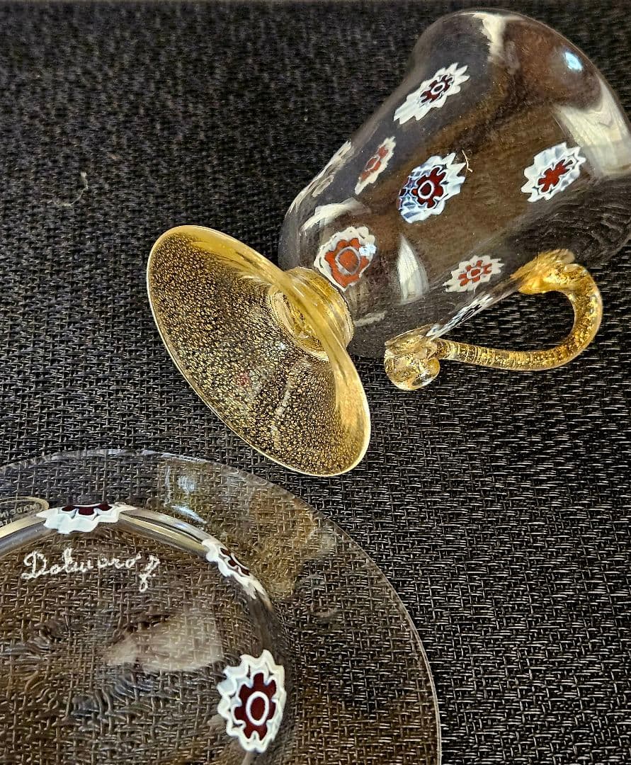 MADE　IN　MURANO　ITALY　イタリア製　ムラーノ　カップ&ソーサ