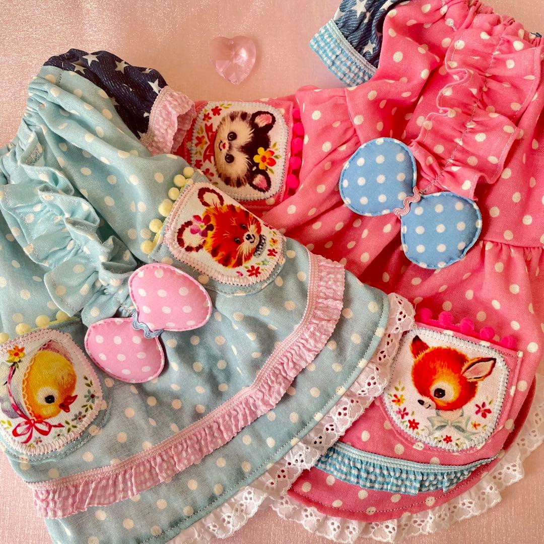 レトロアニマルポッケ　チュニック　ワンピース　∞TuTu∞  犬服ハンドメイド