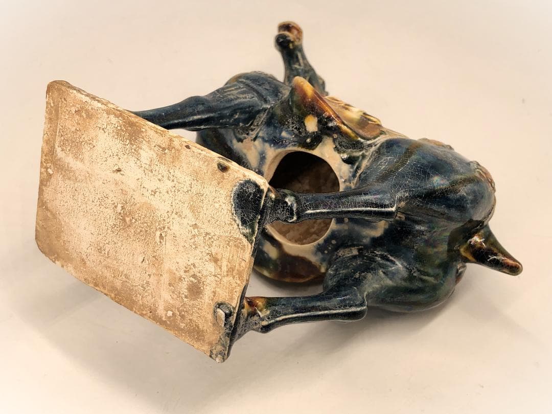 【 倣古三彩馬俑 】 　経世紀骨董　中華古玩