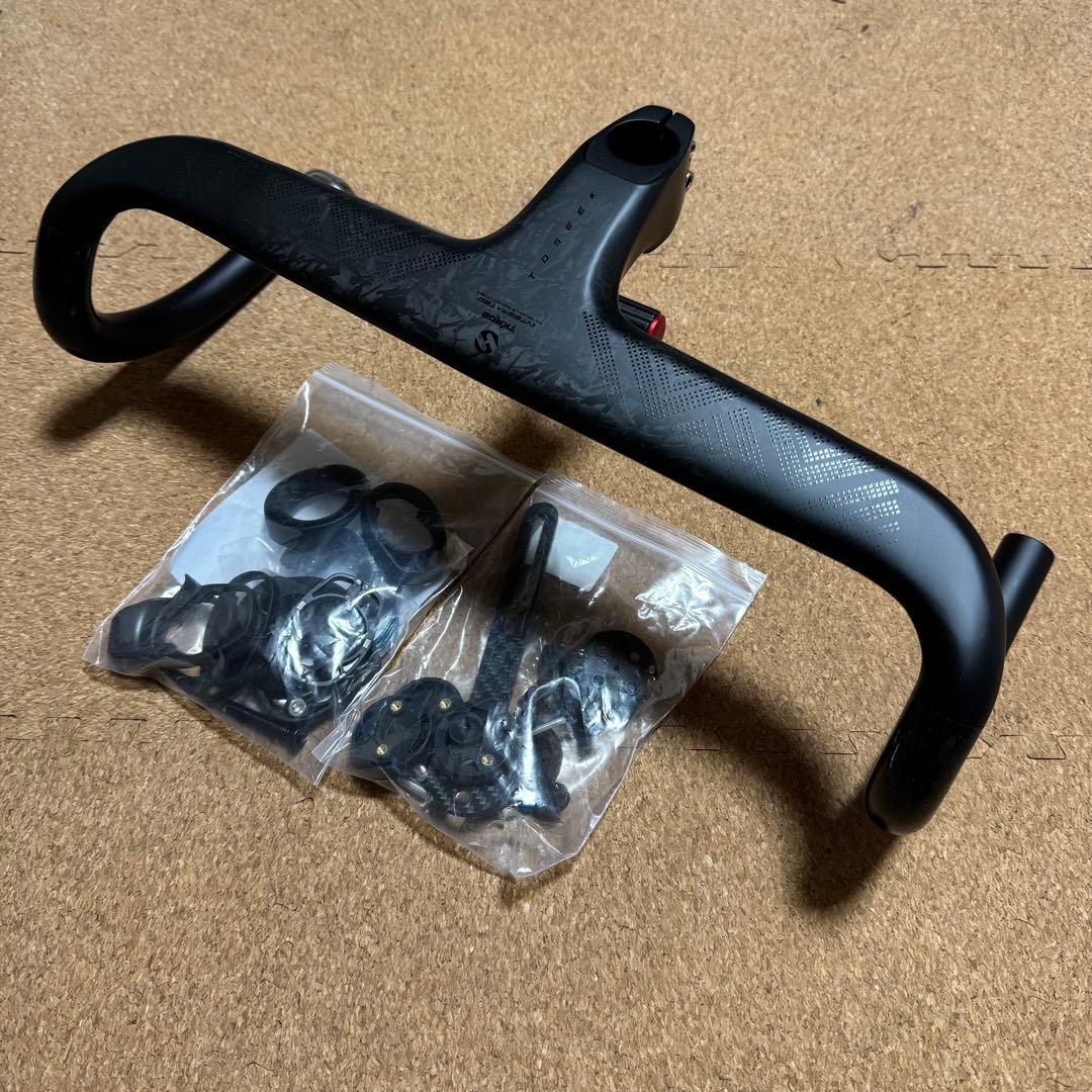 ロードバイク　一体型　カーボン　エアロ　ドロップハンドル　400-90mm