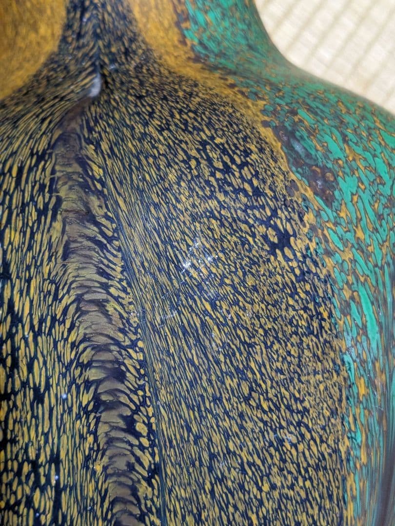 ♦岩田ガラス工芸家 岩田久利作 阿古陀形花瓶 花器 花活 美術品 骨董品