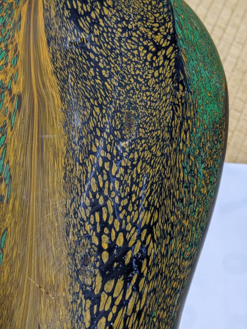 ♦岩田ガラス工芸家 岩田久利作 阿古陀形花瓶 花器 花活 美術品 骨董品