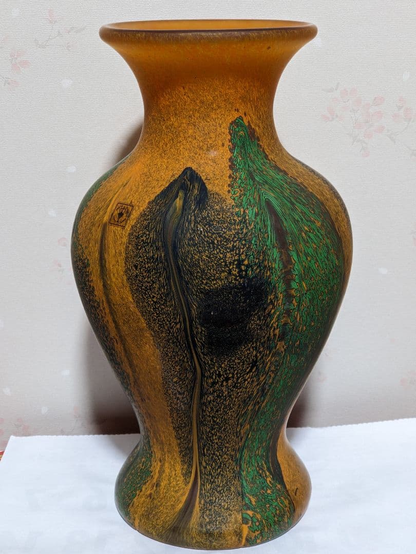 ♦岩田ガラス工芸家 岩田久利作 阿古陀形花瓶 花器 花活 美術品 骨董品