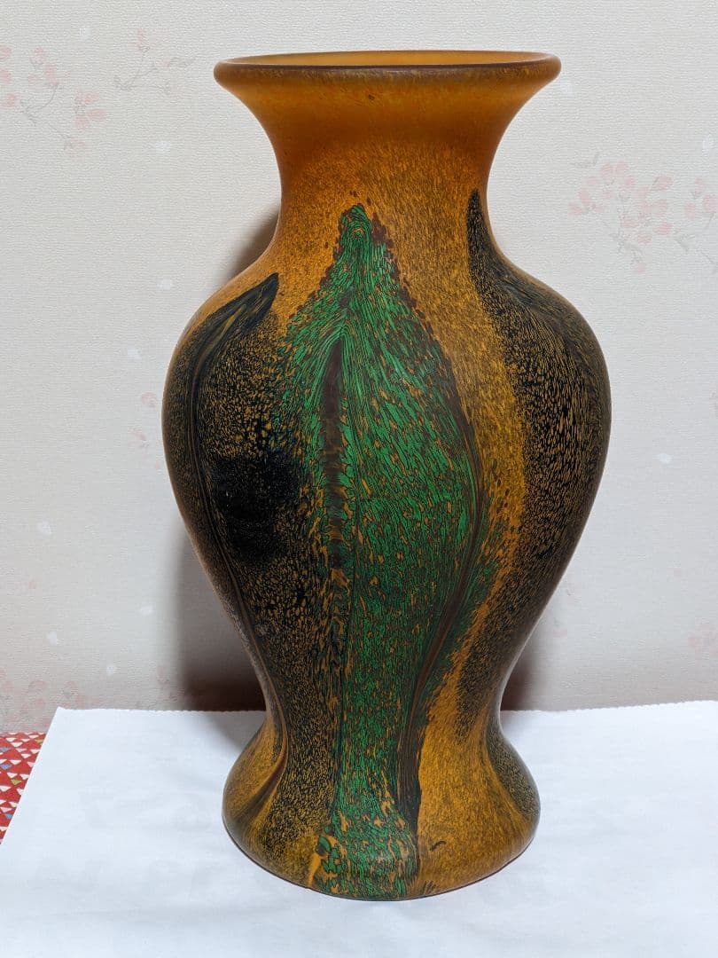 ♦岩田ガラス工芸家 岩田久利作 阿古陀形花瓶 花器 花活 美術品 骨董品