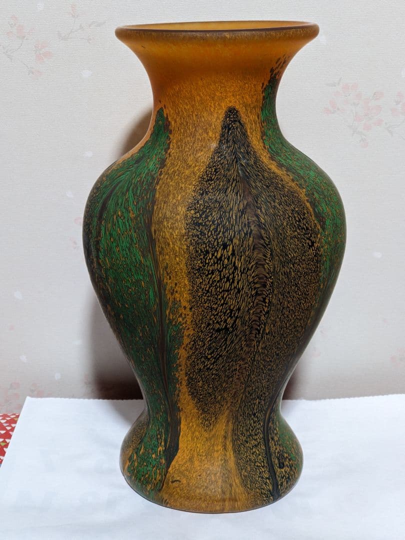 ♦岩田ガラス工芸家 岩田久利作 阿古陀形花瓶 花器 花活 美術品 骨董品
