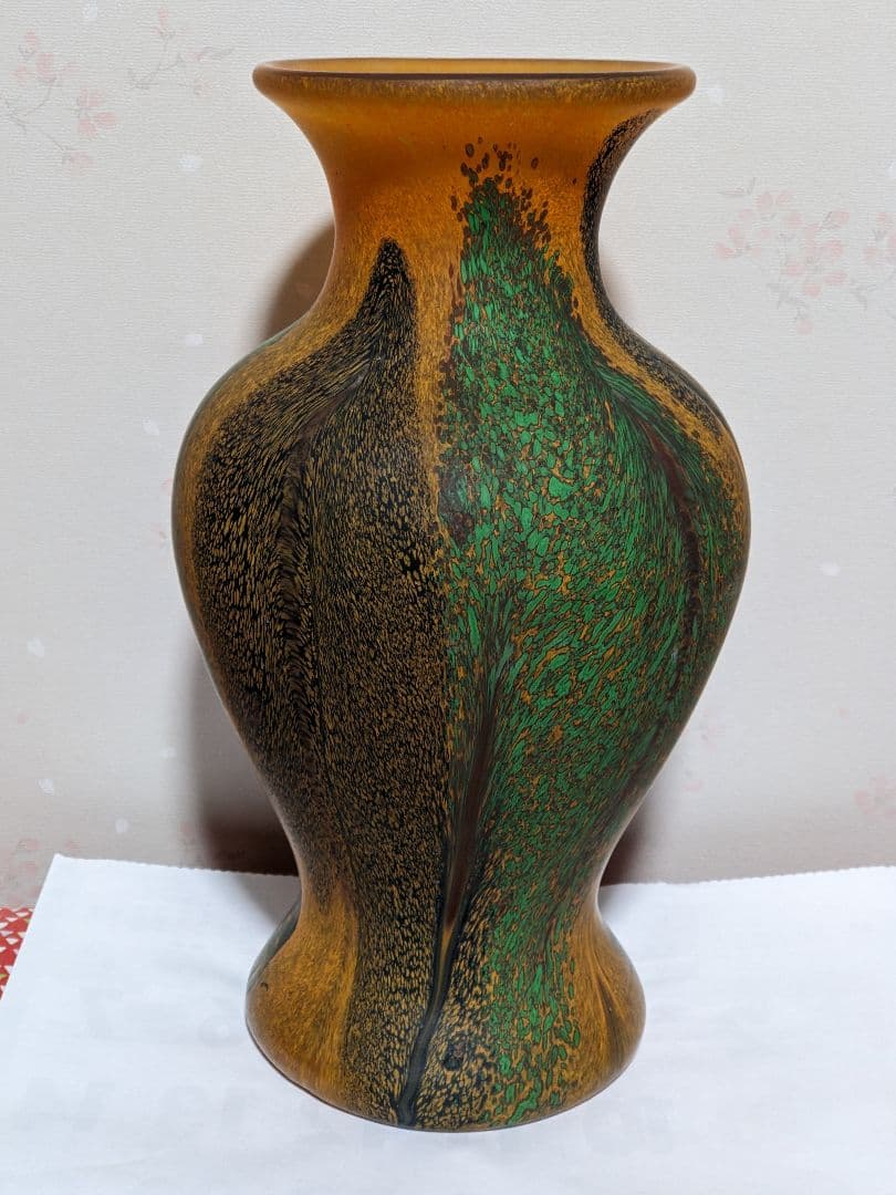 ♦岩田ガラス工芸家 岩田久利作 阿古陀形花瓶 花器 花活 美術品 骨董品