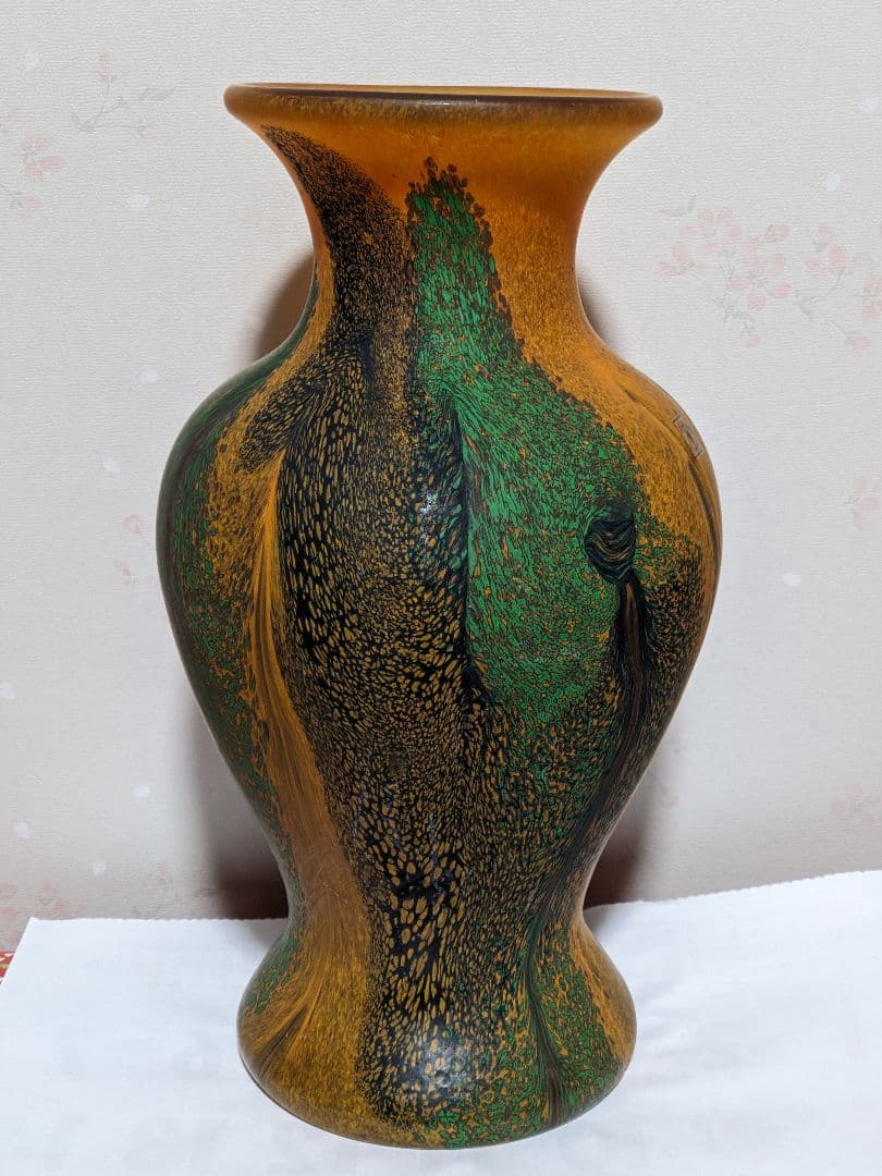 ♦岩田ガラス工芸家 岩田久利作 阿古陀形花瓶 花器 花活 美術品 骨董品