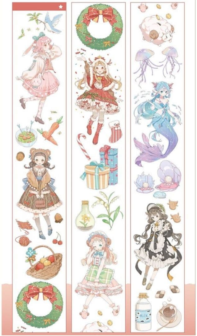 のこり１✩再販J91＃游园派对(PET)遊園派対アリス茶会切り売り海外人物マステ