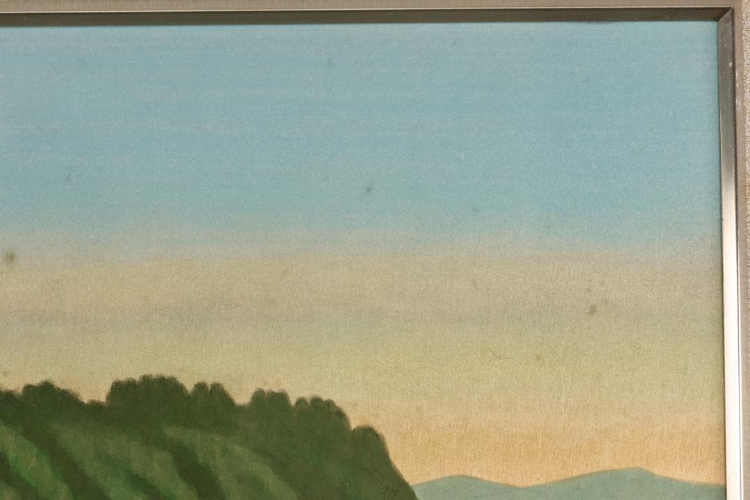 【真作】　樋口辰志 「 朝爽（竹生島） 」　6号　日本画　共シール　BK096