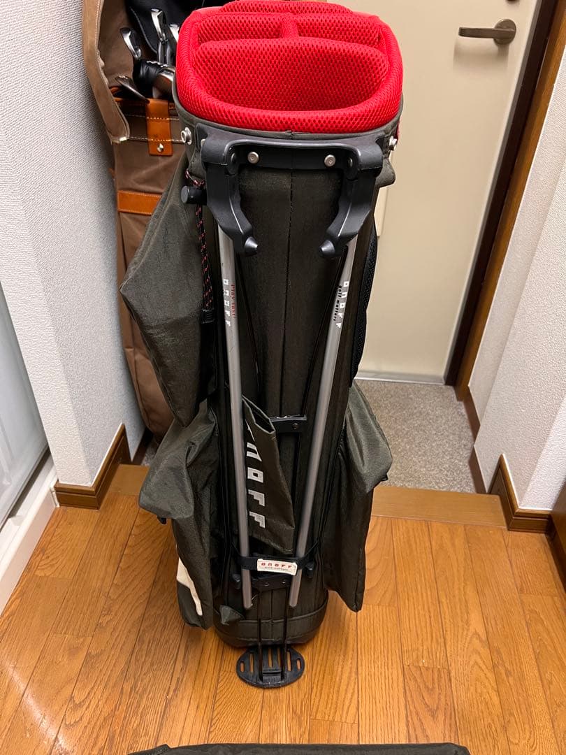 【美品】ONOFF キャディバッグ ダークグレー 赤 カバー付き