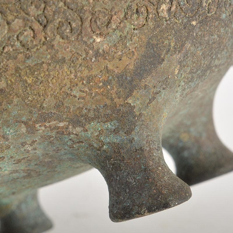 中国　古銅青銅　双耳四つ足香炉　V　R7491