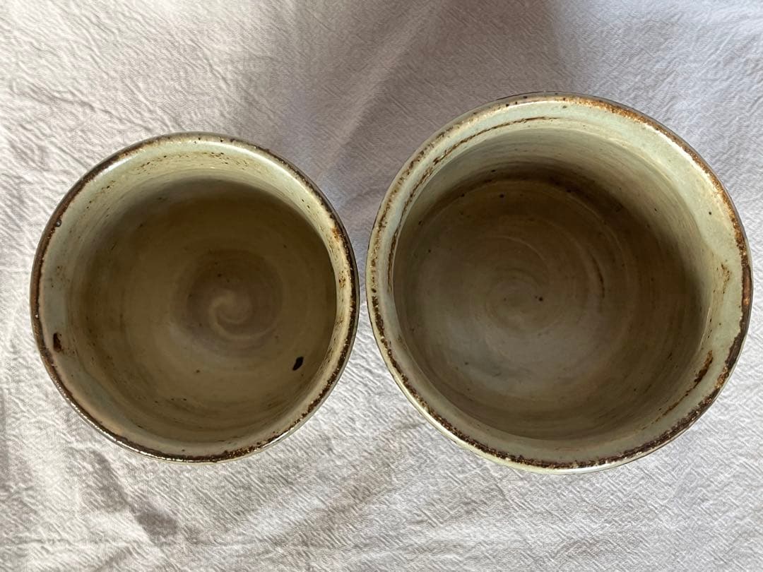 【未使用】島岡達三 益子焼 象嵌赤絵夫婦湯呑 ペア
