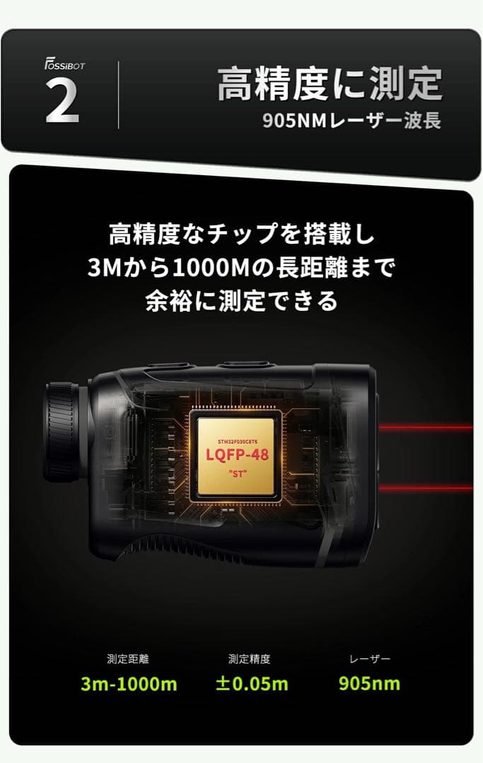 【新品・未開封】ホワイト FOSSiBOT C1000 ゴルフ レーザー 距離計