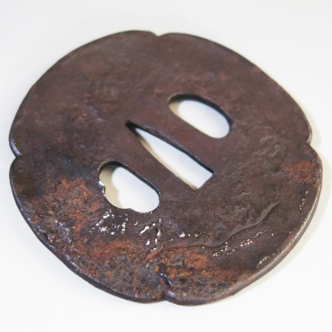 【賢人松下談義図鍔 銀銅象嵌】 鍔 鐔 鉄地 刀装具 日本刀 武具 江戸 骨董