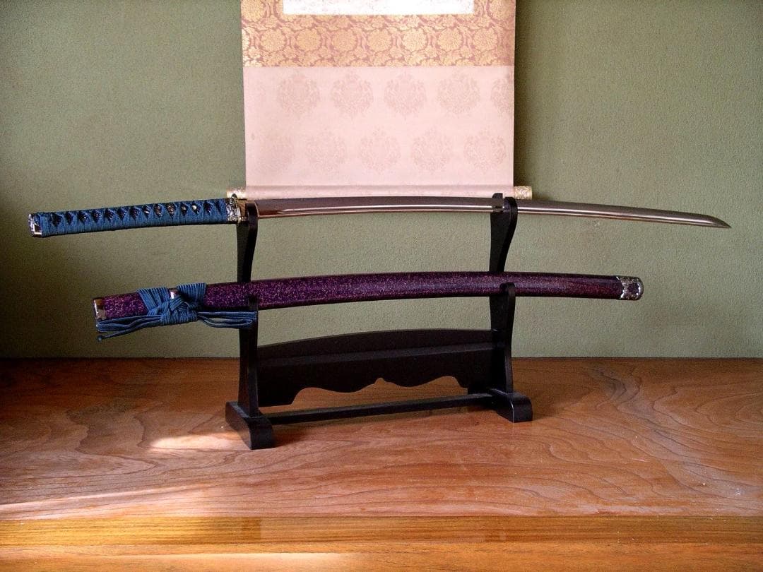 関の美術刀剣 戦国武将 上杉謙信 姫鶴一文字 紫梨地鞘 大刀 模造刀 模擬刀