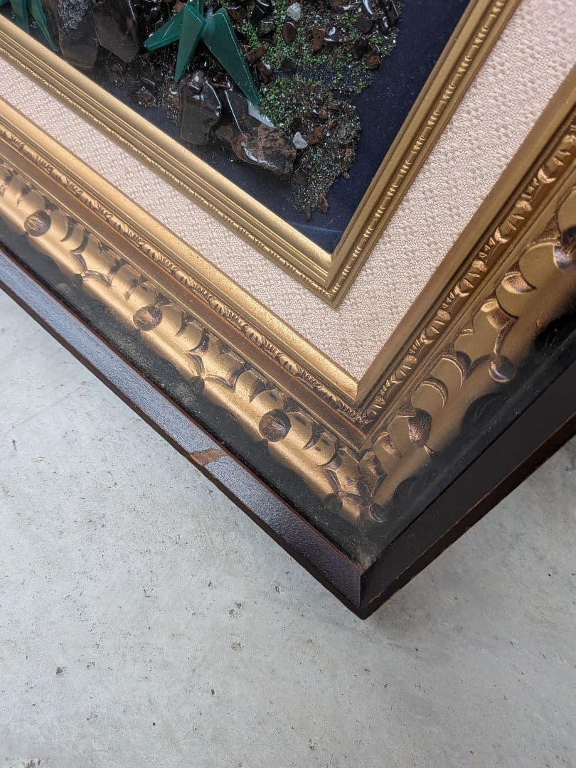 天然石虎アート作品 大きなサイズ　宝石画　タイガーアイ 縁起物！