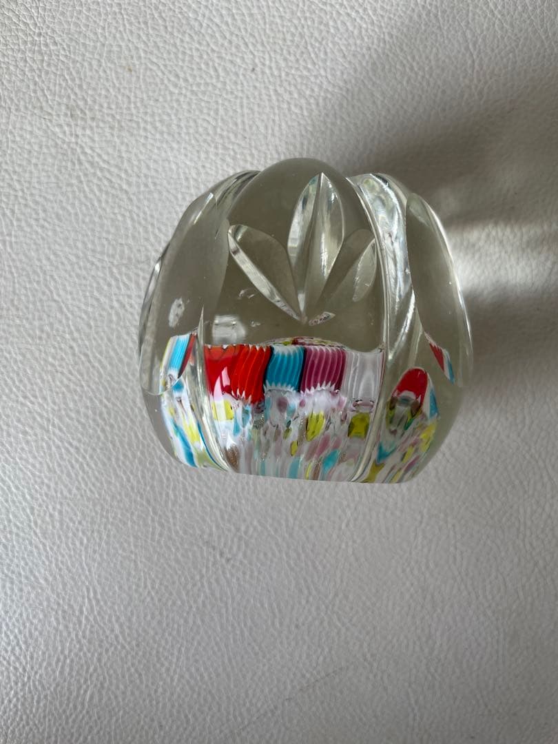 ムラノガラス ベネチアンガラス ペーパーウエイト 文鎮 ミルフィオリ 花柄カット