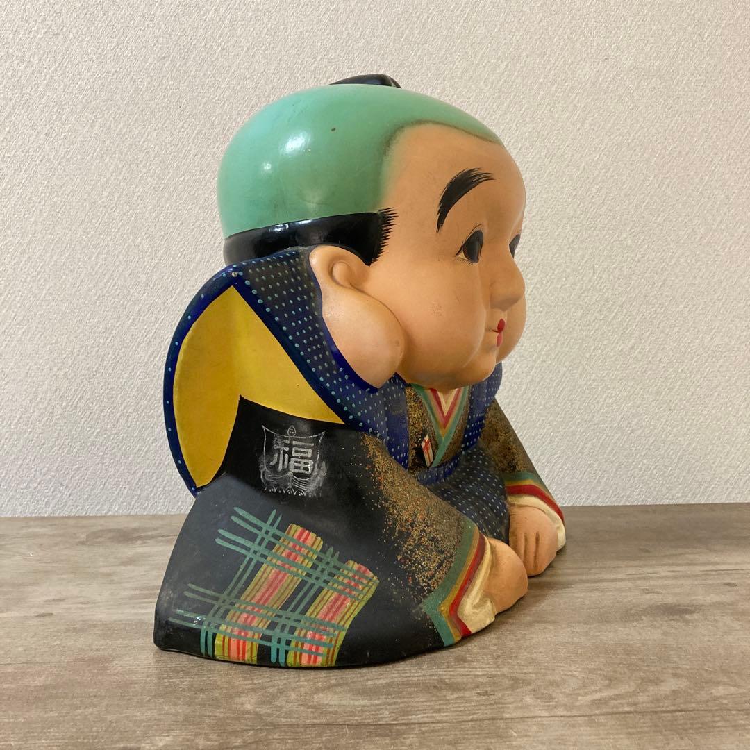 時代福助人形　縁起　手描き　招福置物　珍品〈検 招き猫　こけし　七福神　常滑焼