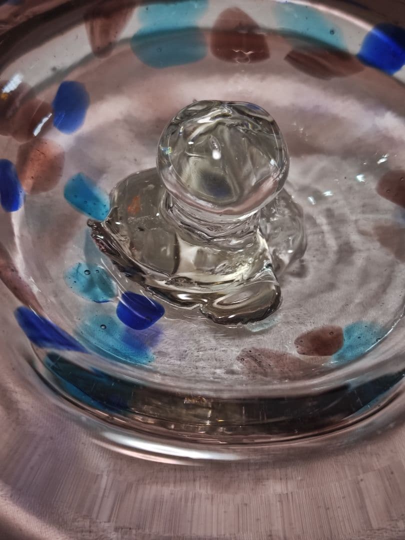 奥原硝子製造所　桃原正男　蓋付収納鉢　新品未使用　琉球ガラス