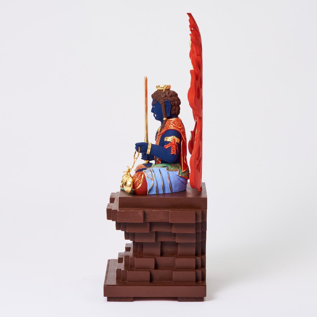 楠　座青不動明王　40ｃｍ　濃彩切金 #071