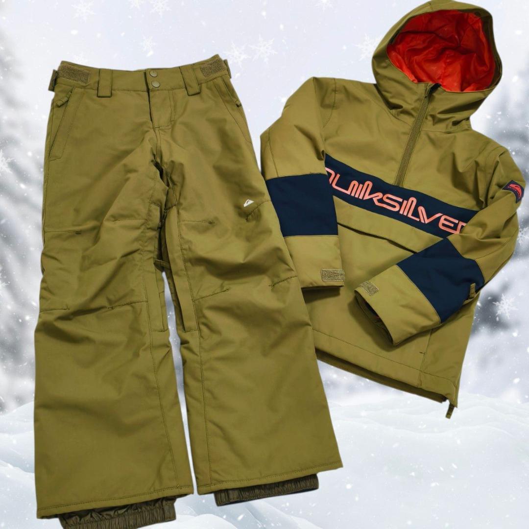 未使用級 QUIKSILVER スノボウェア 上下セット カーキ 130