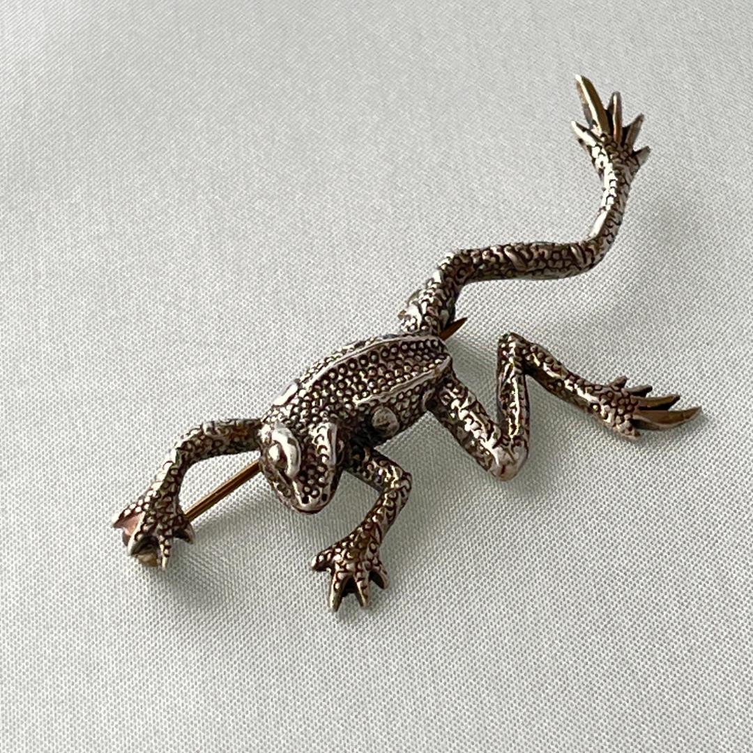 【英国】 【純銀】カエルのブローチ　ピン