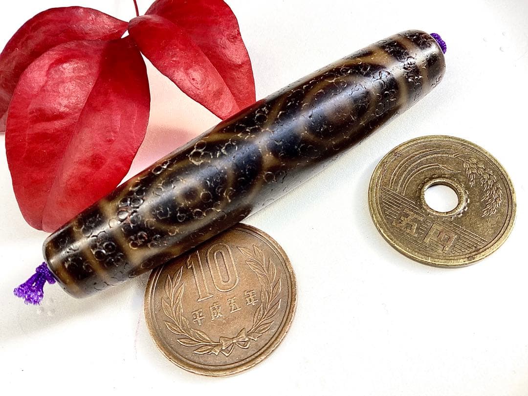 ✳龍眼天珠　極上の馬蹄痕入り　台湾上肯製　50年眠り続けた保管品　ソーティング付