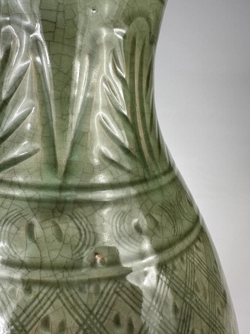 中国美術　龍泉窯　天龍寺　青磁　七官　花瓶　花器　時代　古物　唐物　明時代？