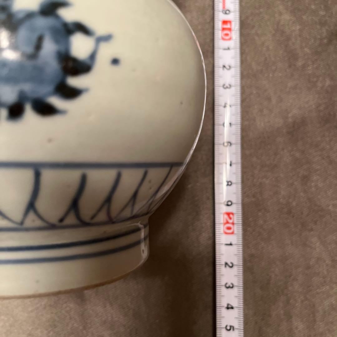 ビンテージ五ツメの青龍絵柄の陶器花瓶