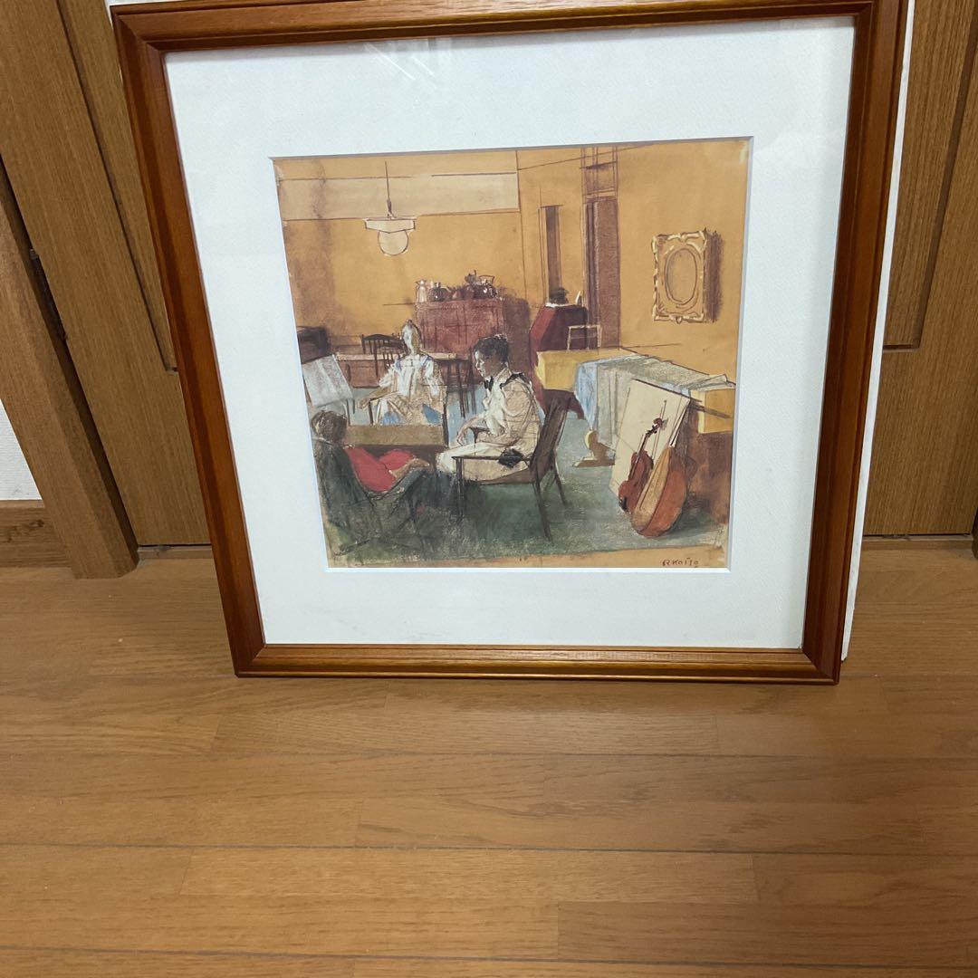 小磯良平 パステル画複製画 タイトル【室内】1976年作