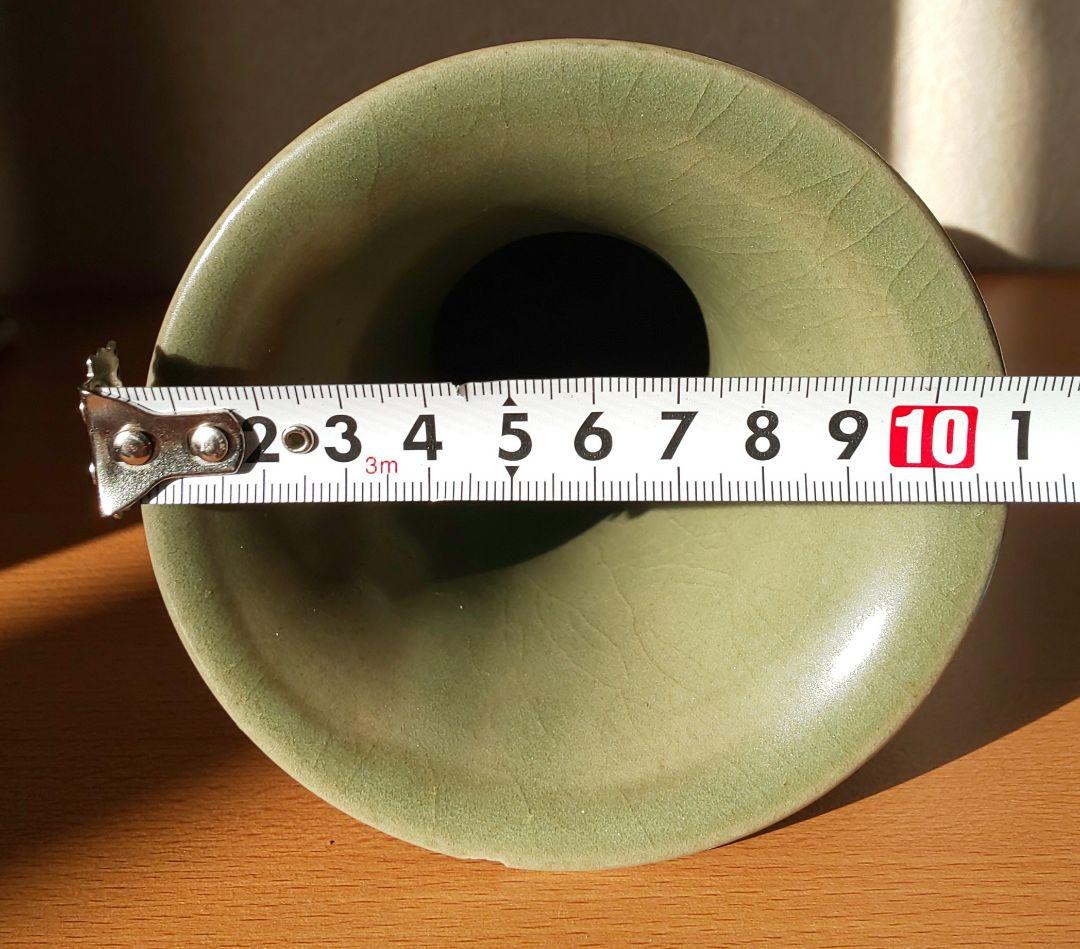 青磁中国美術 宋龍泉窯粉 梅子青出青磁品種 尊式 花瓶