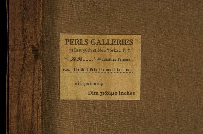 フェルメール　油彩　肉筆『耳飾りの少女』サイン　画廊シール　F6号　額　b636