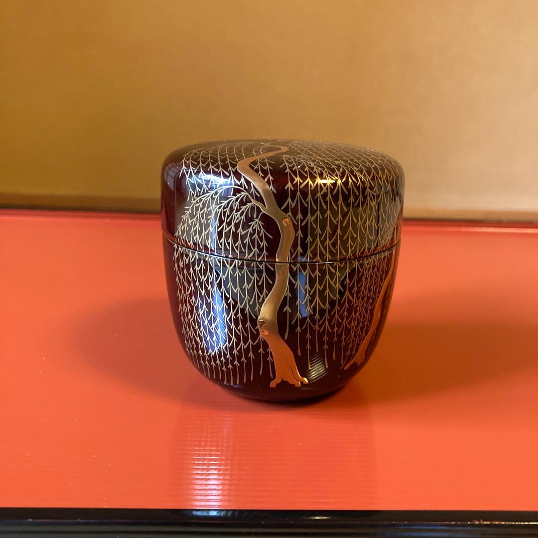 茶道　大棗　柳蒔絵