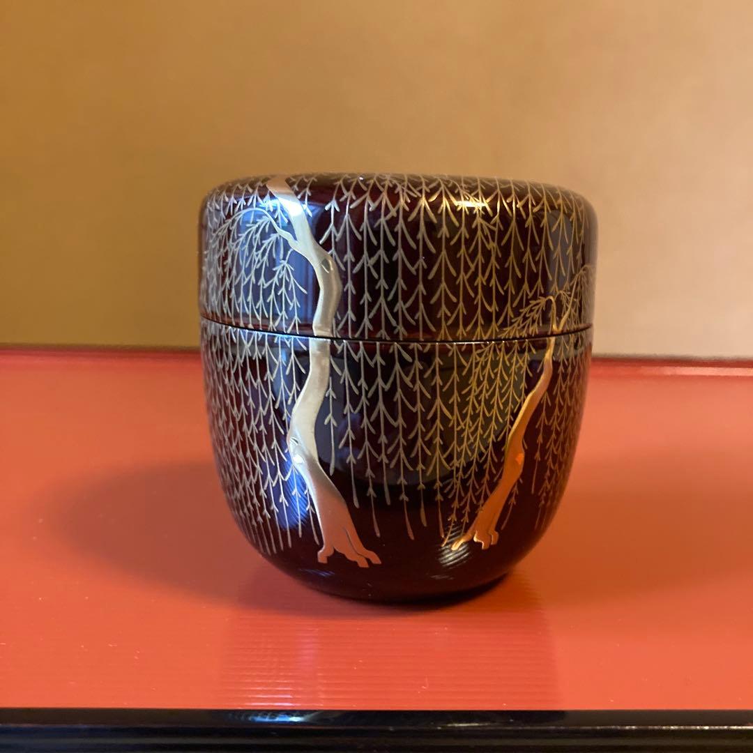 茶道　大棗　柳蒔絵