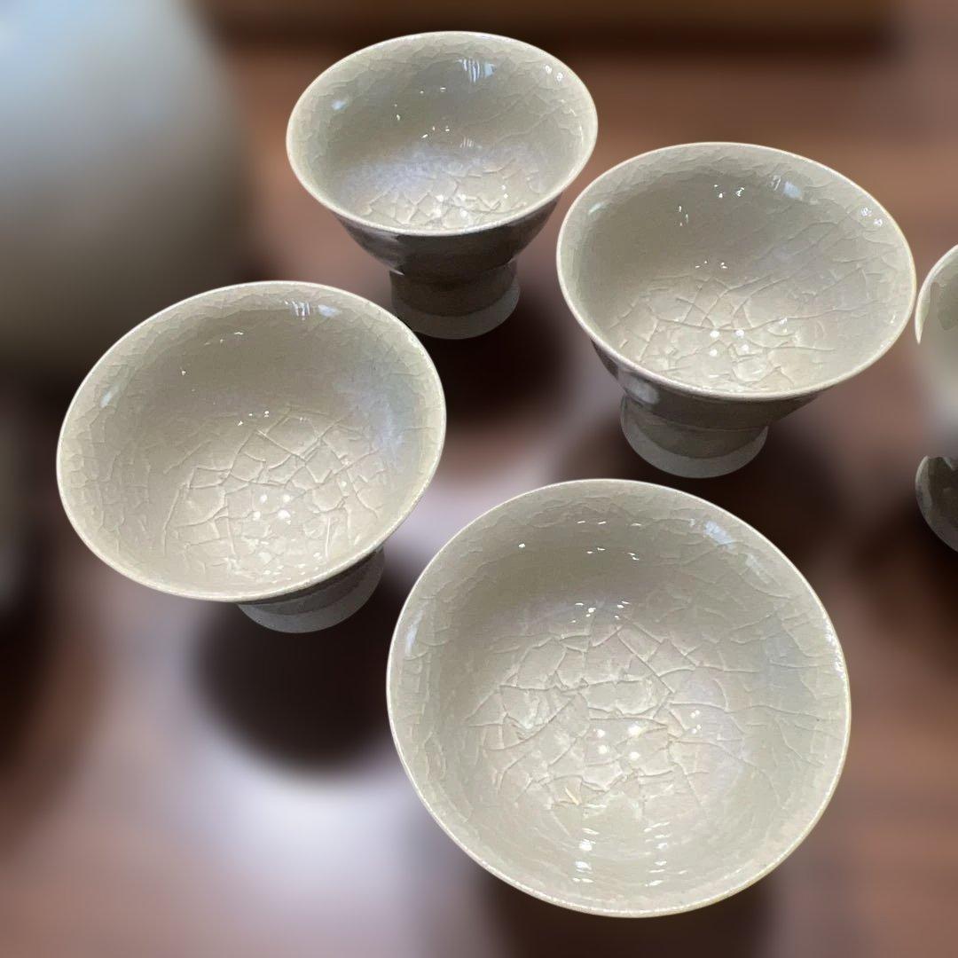 雪舟焼 酒器揃 不徹銘 共箱付 徳利盃