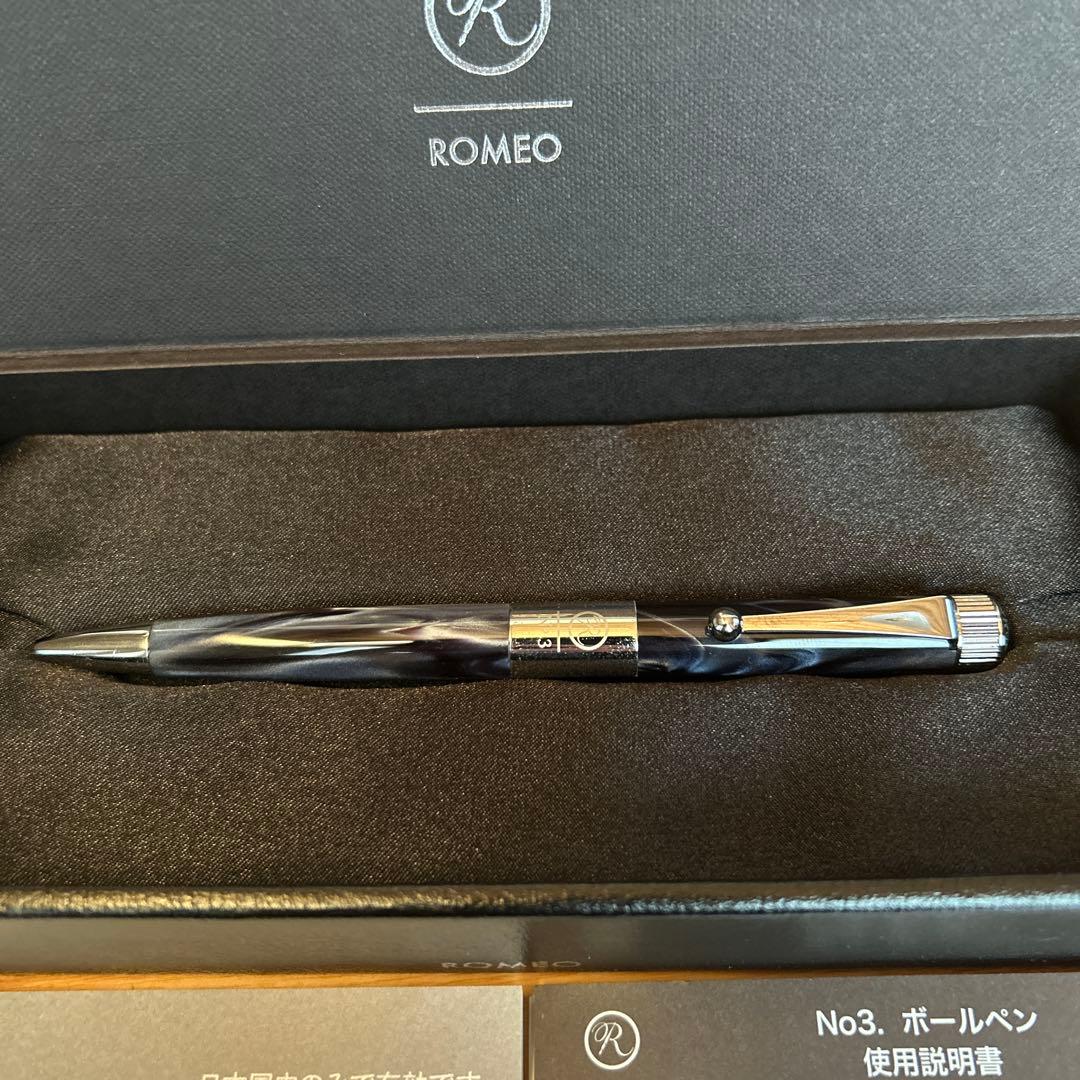 ROMEO No.3 ボールペン 細軸イタリアンブルー保証書付き