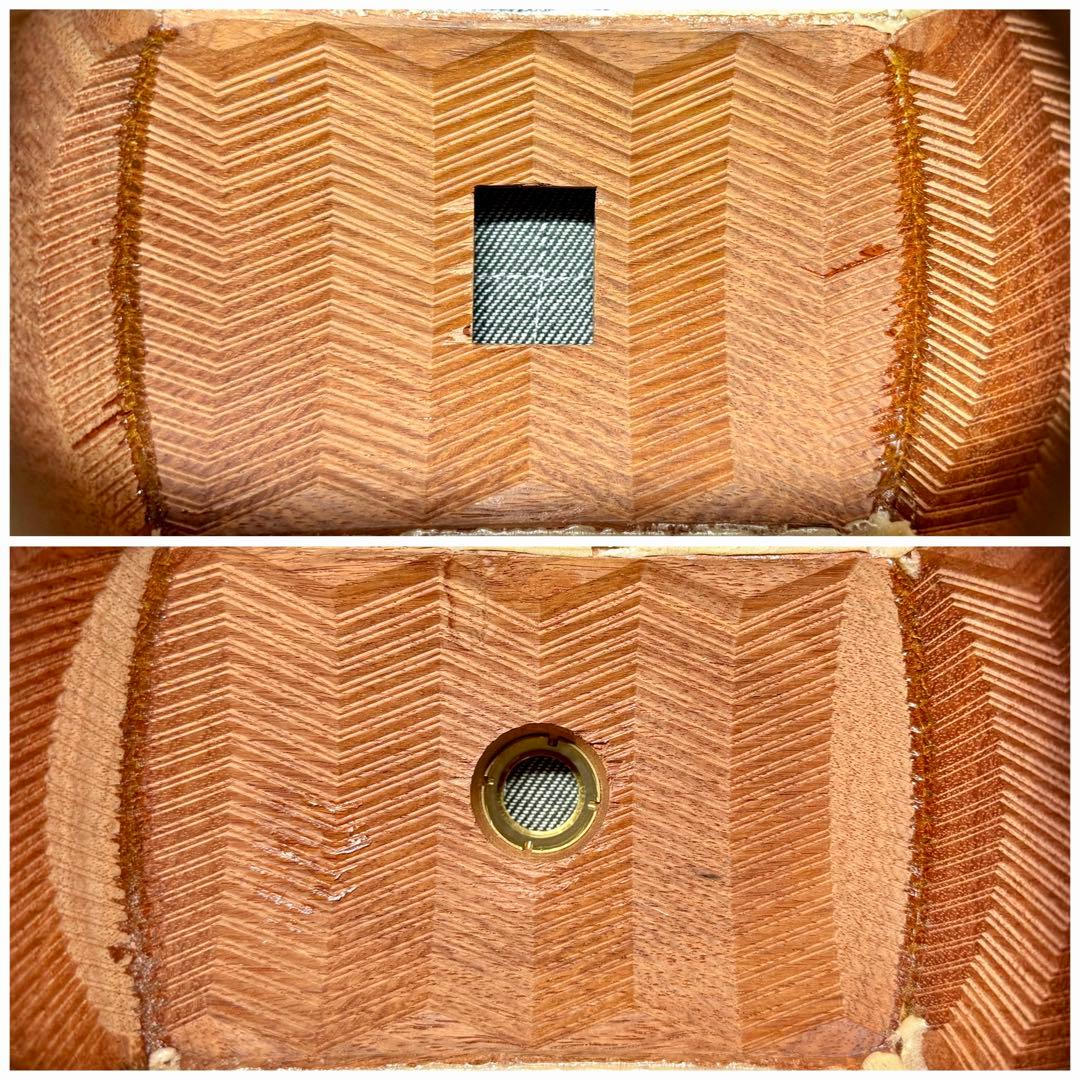 【虎杢】津軽三味線 金細 K9 綾杉胴 極上 トチ 紅木 糸巻 胴掛 美品 太棹