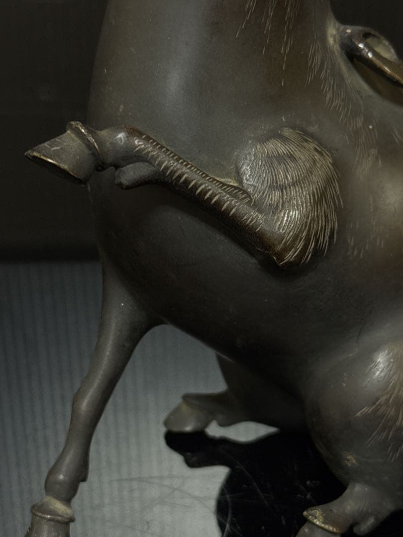 江戸期 古銅 極上 細密造形美 猪型 香炉