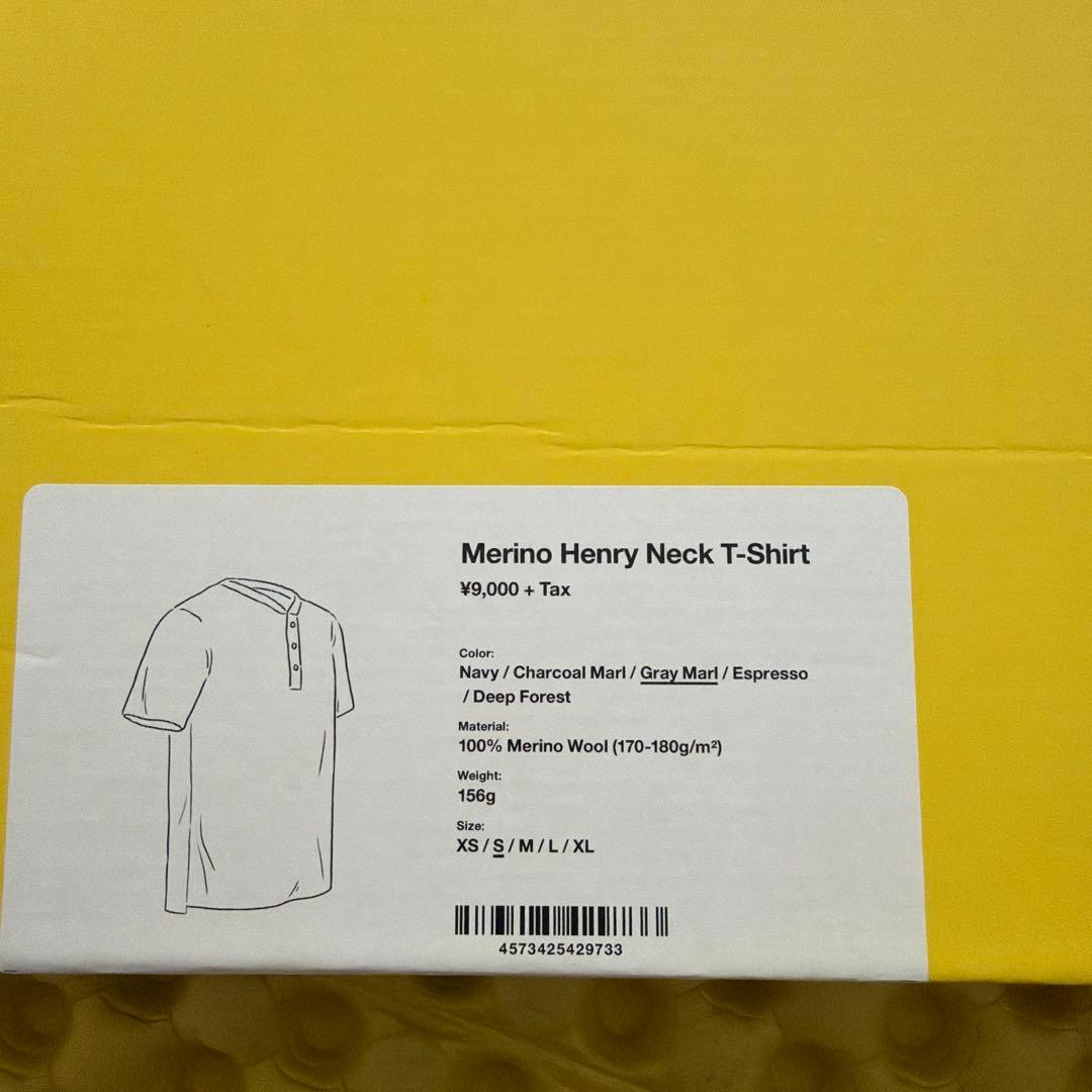 山と道　Merino Henry Neck T-Shirt S グレー杢