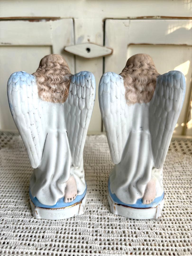 ♡ フランスアンティーク　ペア　天使像　ビスクドール　マリア像　グローブドマリエ