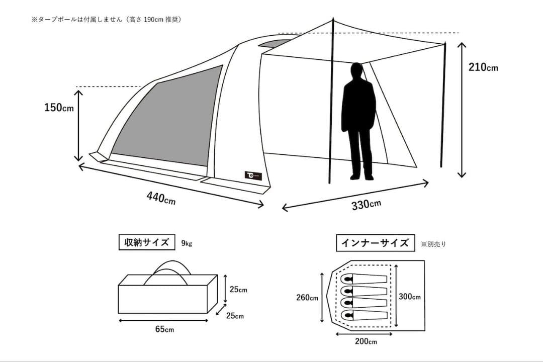 【新品同様】 TOKYO CRAFTS テンビシェルター 黒 フルオプション