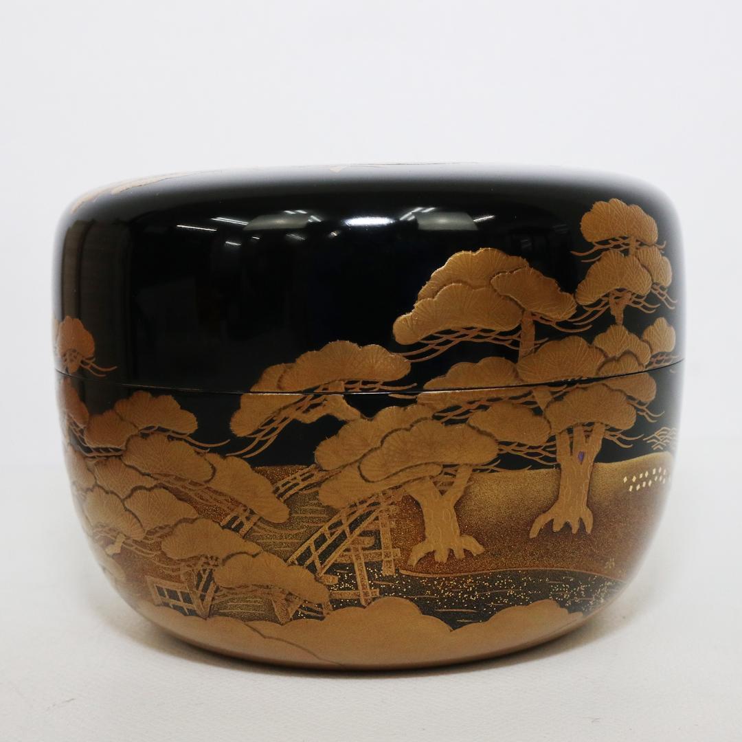 輪島塗　住吉 蒔絵 平棗 新出光峯 共箱