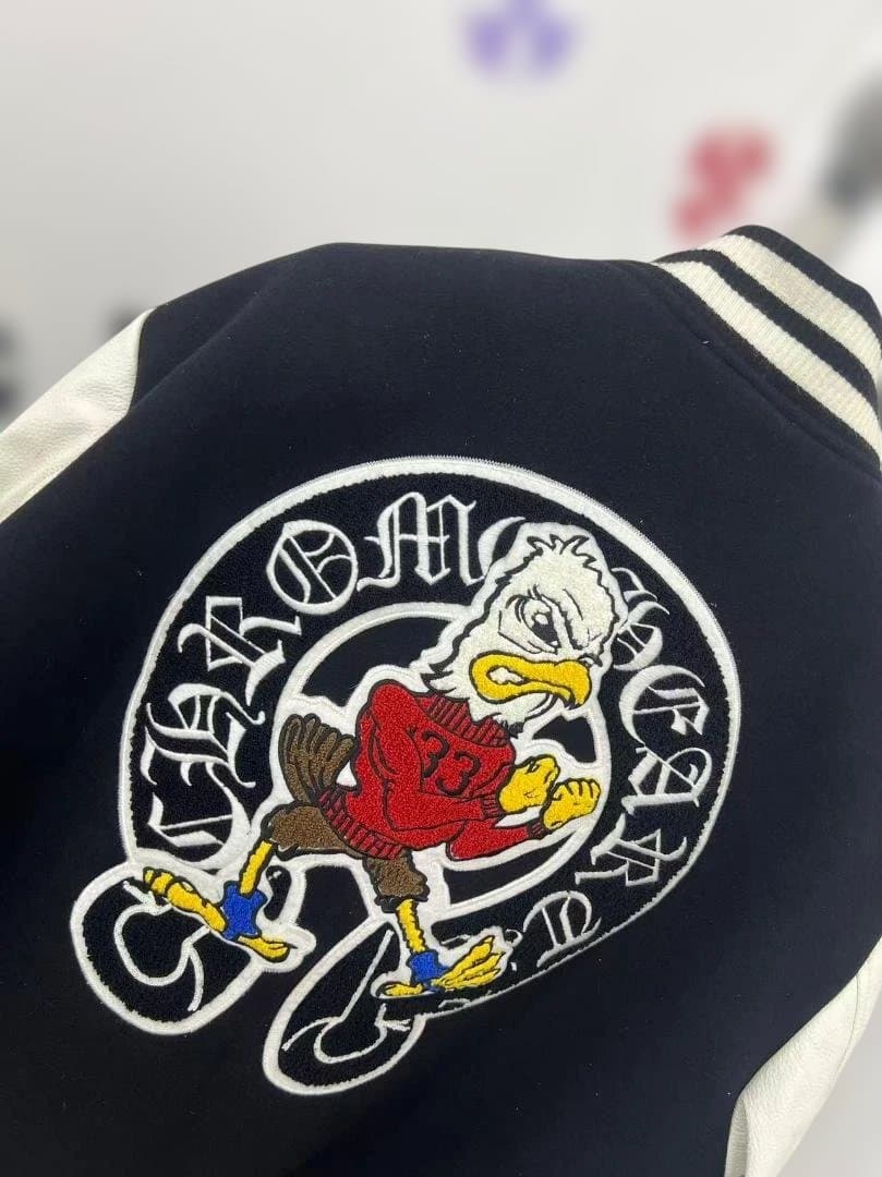 刺繍ロゴ付きスタジャン ブラック/ホワイト