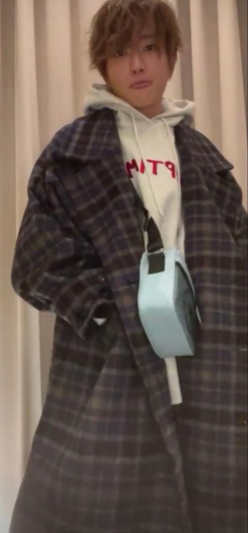 ナップタイム　naptime. Nissy 西島隆弘　コート　チェック　ブルー